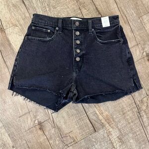 NWT Abercrombie &‎ Fitch Curve Love High Rise Mom Shorts 28/6 Black Frayed